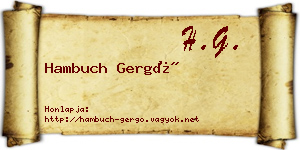 Hambuch Gergő névjegykártya